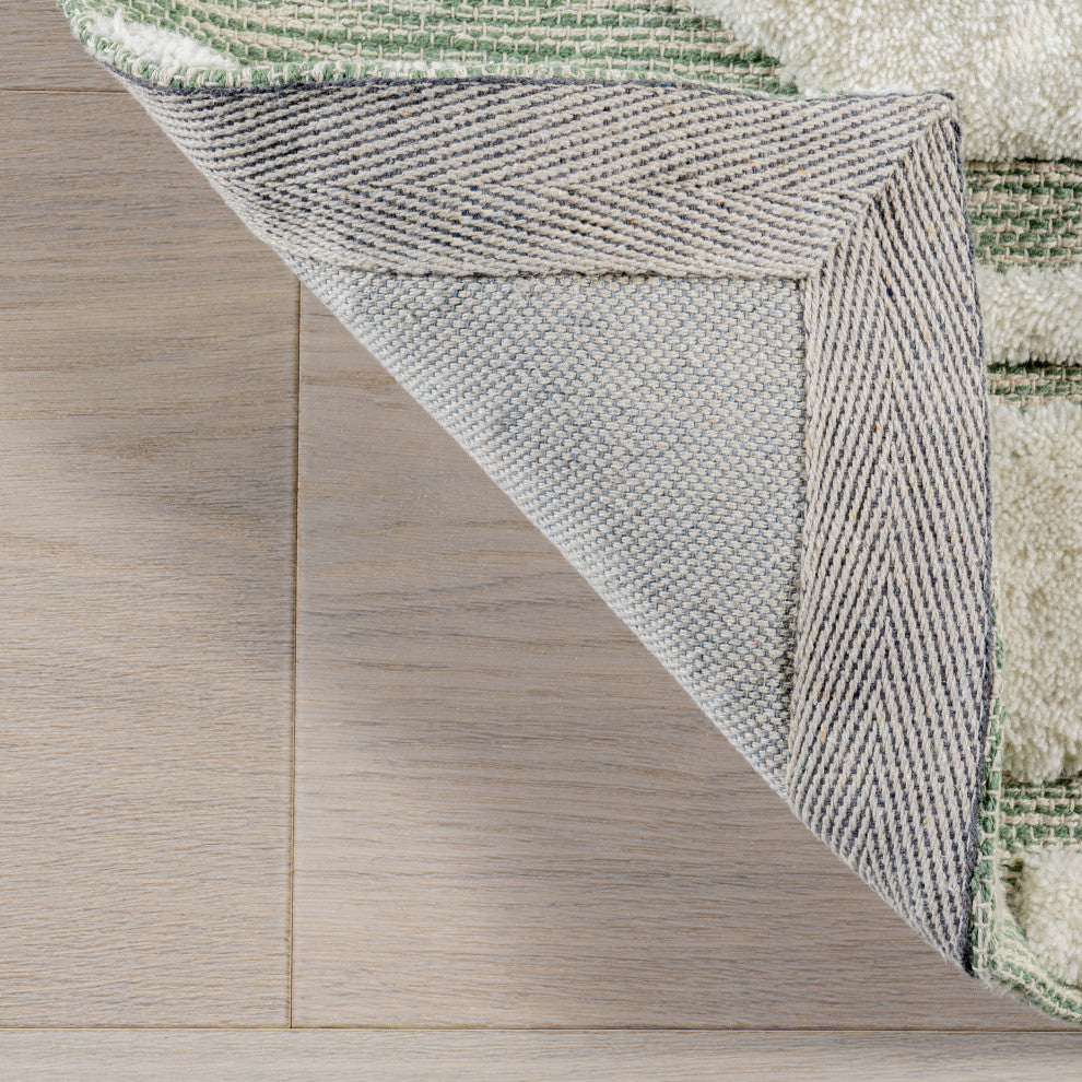 Babai New Zealand Wool Area Rug, Green 4'x6'