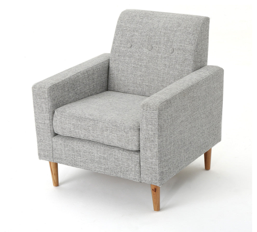 GDF Studio Stratford Mid Century Modern Fabric Club Chair, Light Gray Tweed