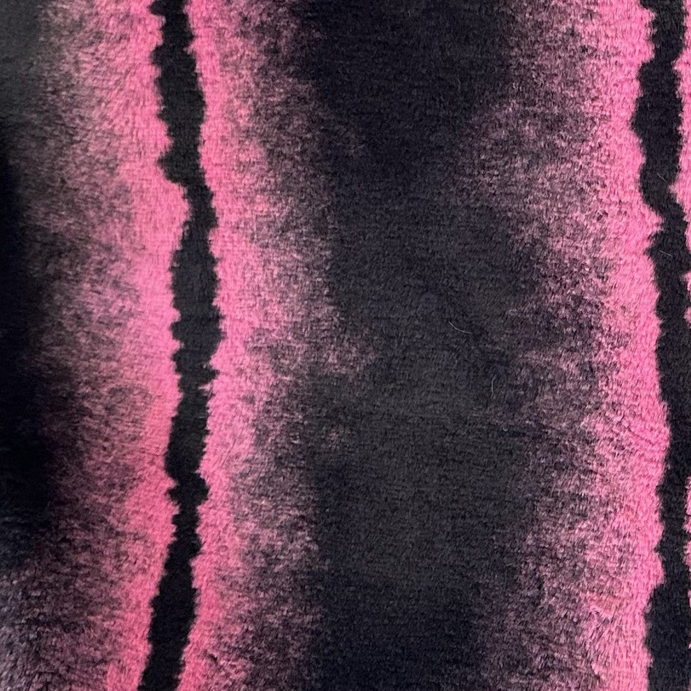 Plutus Fuchsia Black Fluffy Fields Faux Fur Throw Pillow, 26" x 26"