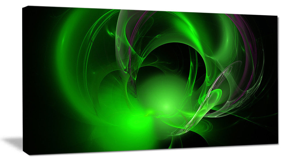 Green Galactic Nebula on Black, Abstract Wall Art Canvas, 40x20