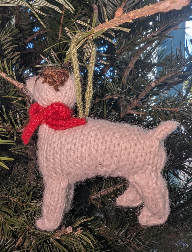 Hand-Knit Jack Russell Terrier Christmas Ornament