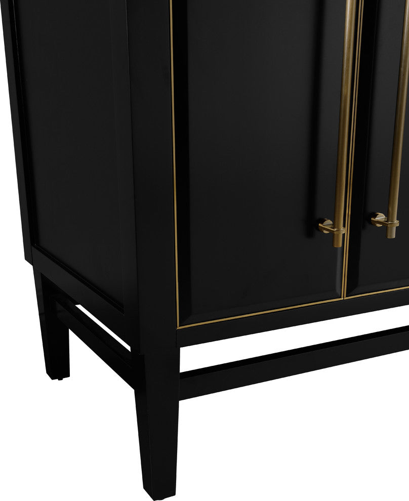 Mason 24" Vanity Only, Black With Matte Gold Hardware