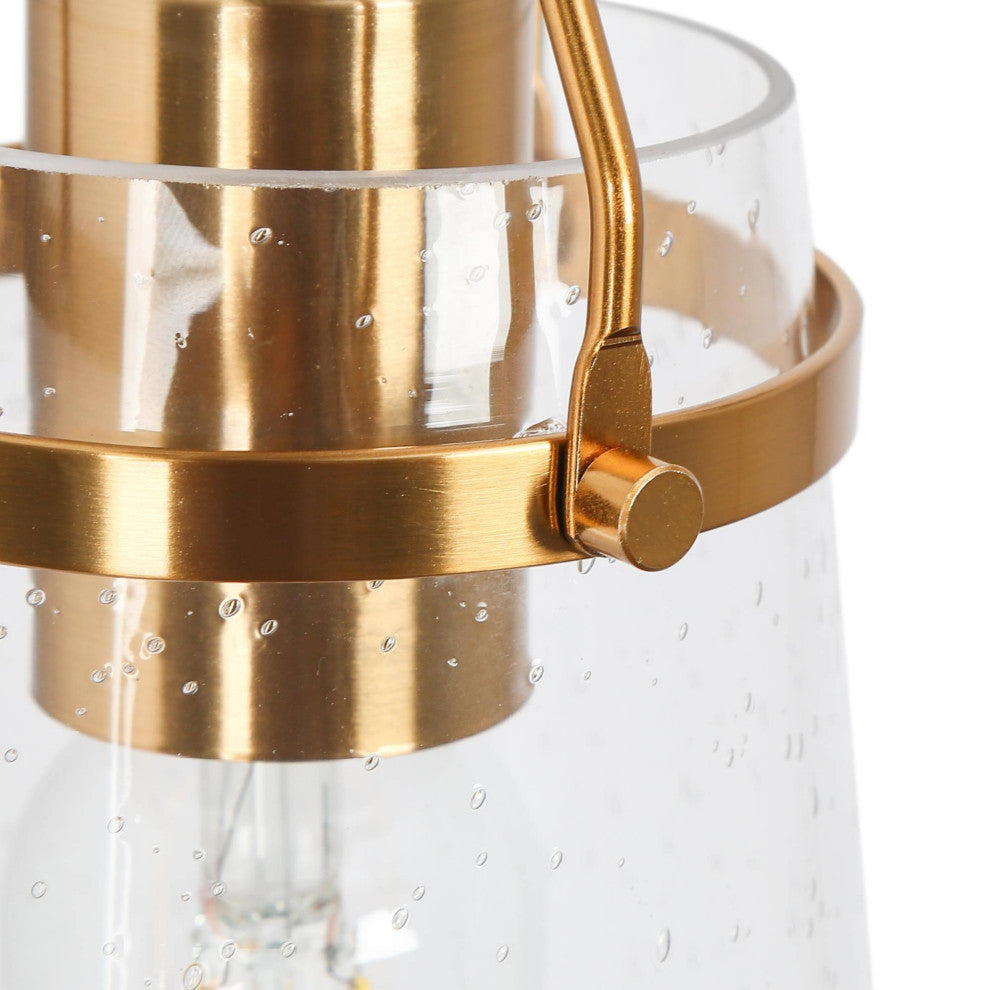 LNC Polished Gold Modern Seeded-Glass Wall Sconce, 1 Light
