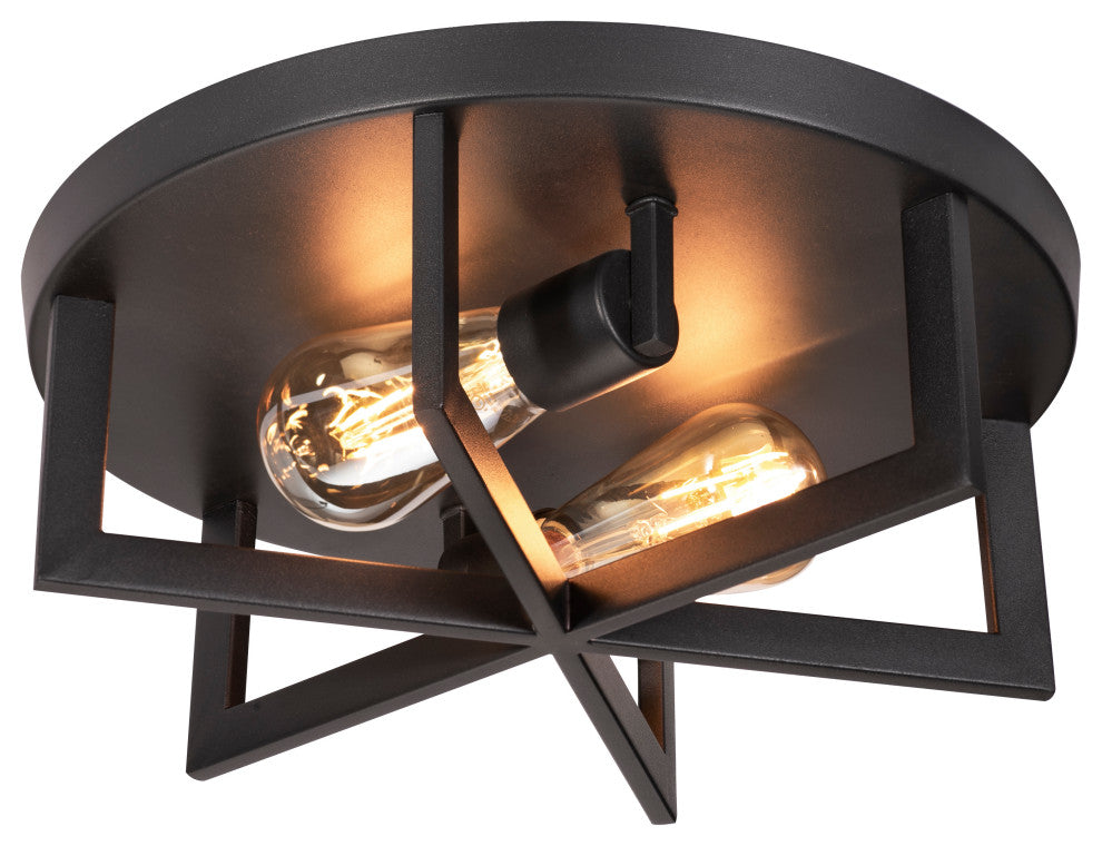 Rivers, 2-Light Flush Mount, Black Finish