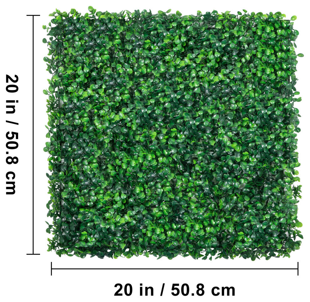 24x Artificial Boxwood Panel Fake Hedge Plant Privacy Fence Screen, 24 Pack of 20x20inch