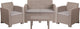 4 Piece Outdoor Faux Rattan Chair, Loveseat and Table Set, Light Gray