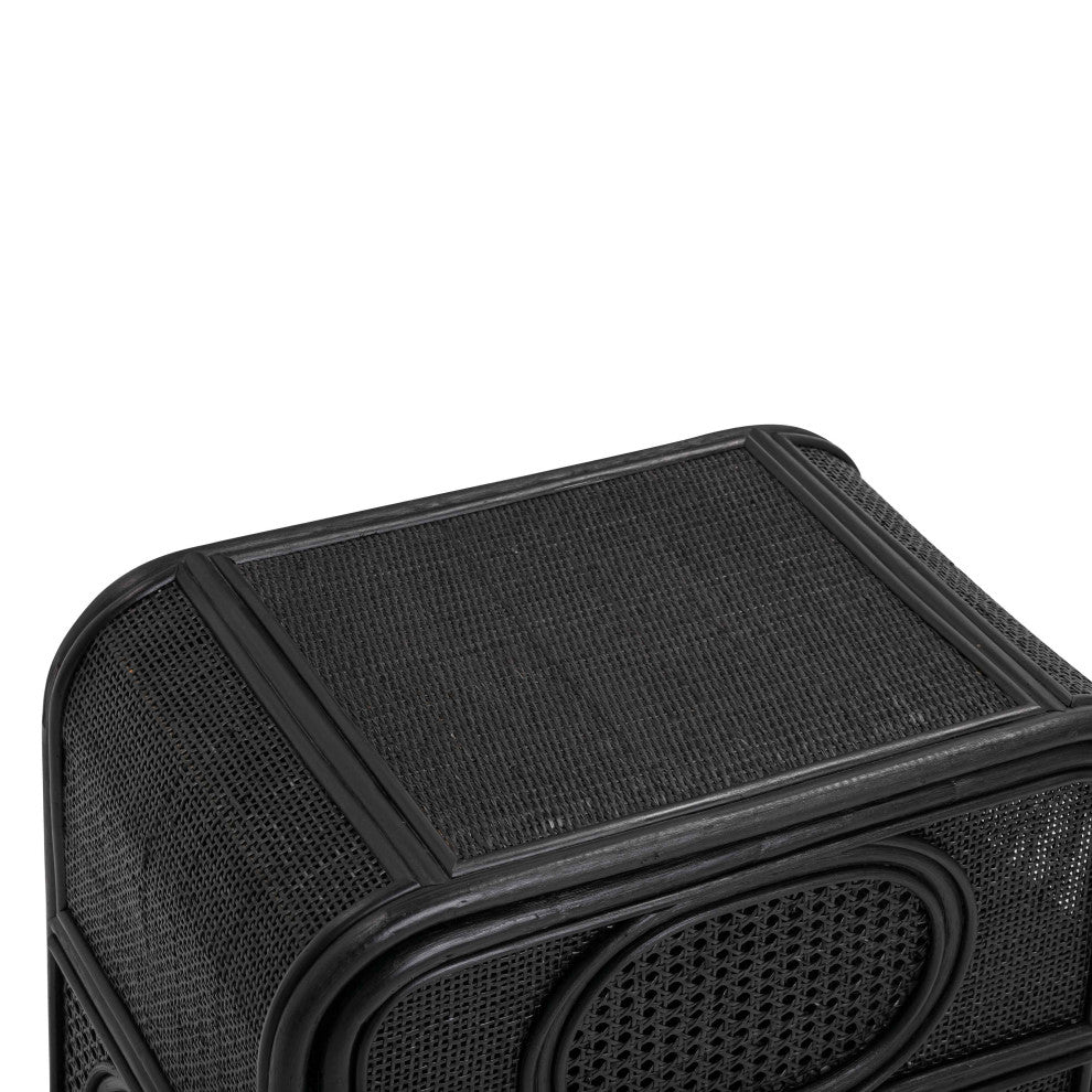Tina Rattan Nightstand, Black