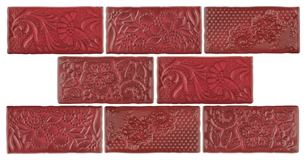 Antic Feelings Ceramic Subway Wall Tile, Red Moon