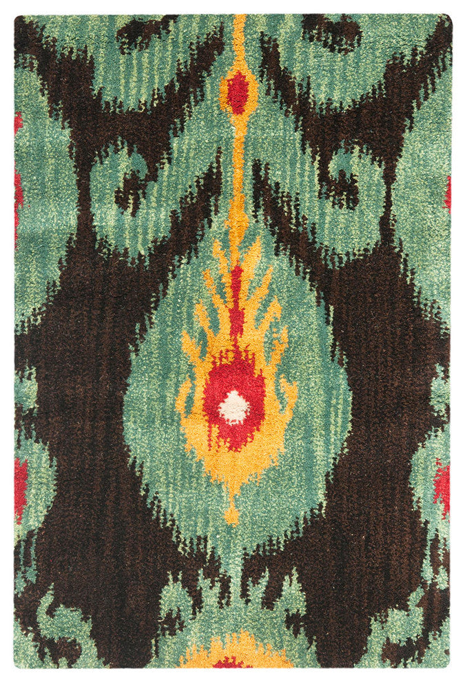 Safavieh Ikat Ikt219A Charcoal, Blue Area Rug