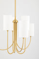 Harlem 6-Light Chandelier, Aged Brass Frame, White Shade