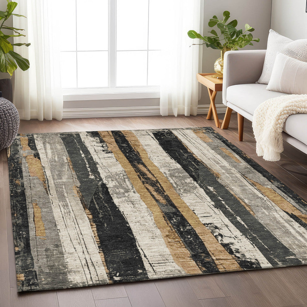 Machine Washable Indoor/Outdoor Chantille ACN1872 Taupe 5' x 7'6" Rug