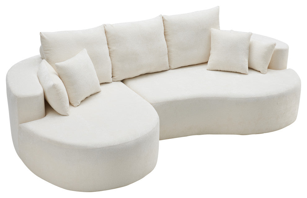 GDF Studio 106" 2-Piece Cloud Curved 3-Seater Sectional Sofa, Right Facing, Snow White