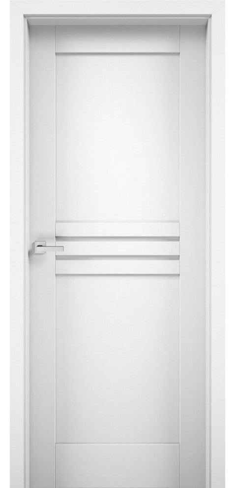Solid French Door / Mela 7444 White Silk / Bathroom Bedroom Modern Doors -30x84
