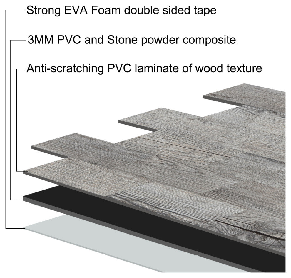 Peel and Stick Backsplash Aluminum Composite Tile 12"x12" Distressed Wood Panel, Wood