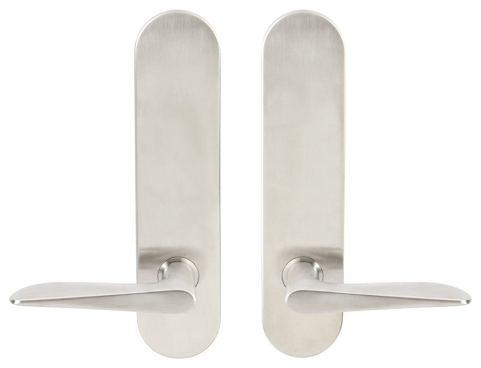 Ecco Lever, Tubular Privacy, Satin Stainless Steel, 2-3/8" Backset