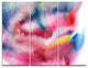 "Blue and Red Abstract Stain" Metal Wall Art, 3 Panels, 36"x28"