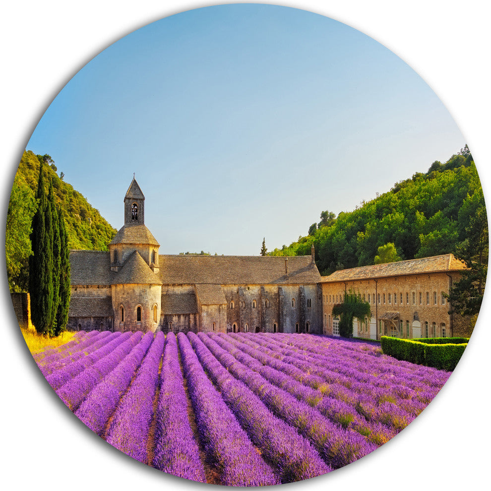Abbey Of Senanque Lavender Flowers, Landscape Round Wall Art, 23"