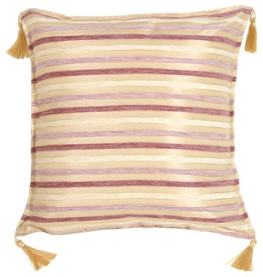 Pillow Decor - Chenille Stripes in Mauve and Cream Throw Pillow