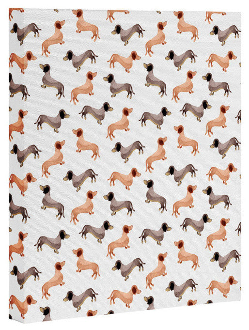 Deny Designs Wonder Forest Darling Dachshunds Art Canvas