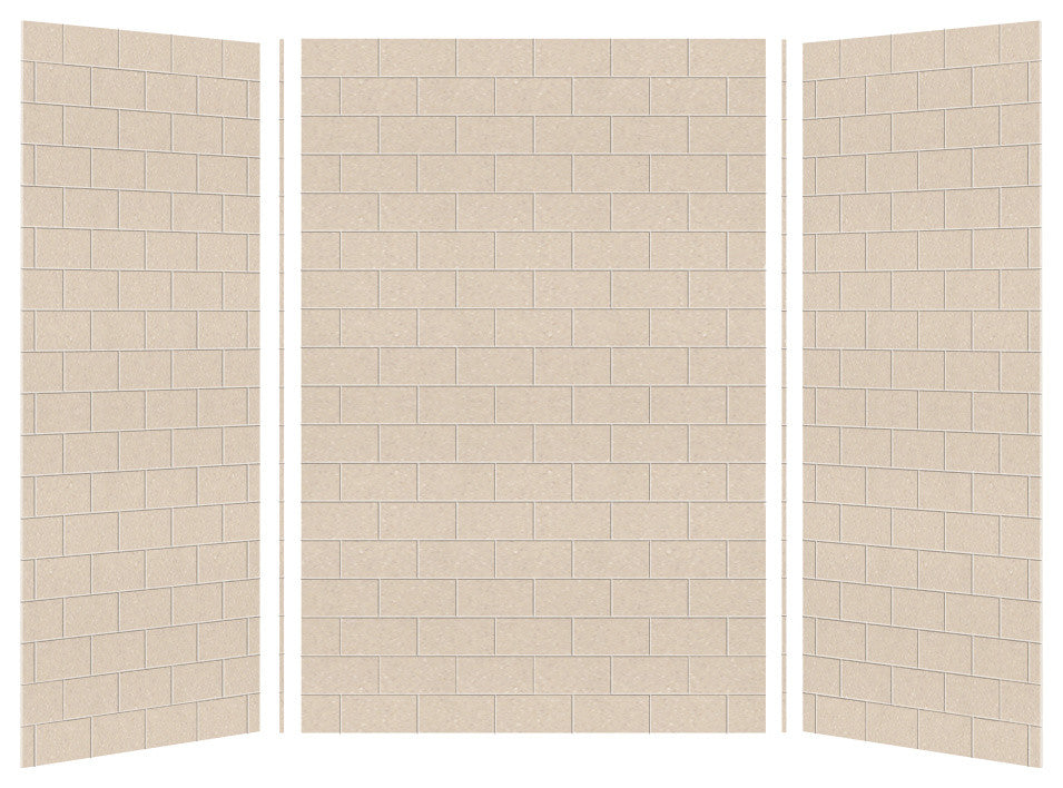 Transolid SaraMar 36" X 48" X 72" Glue to Wall 3-Piece Shower Wall Kit, Cashew