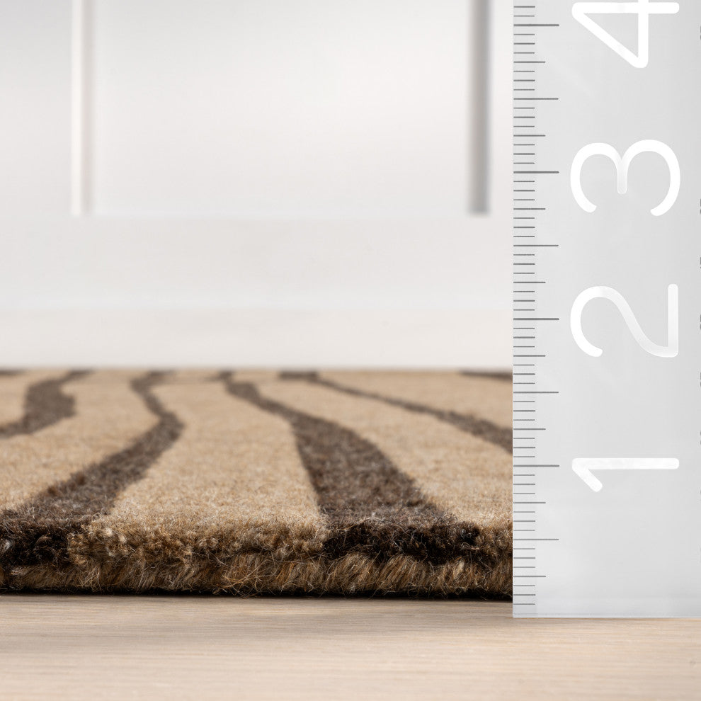Parsa Striped Wool Area Rug, Brown 8'x10'