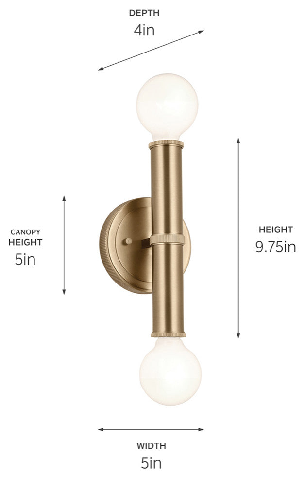 Torche 2 Light Wall Sconce, Champagne Bronze