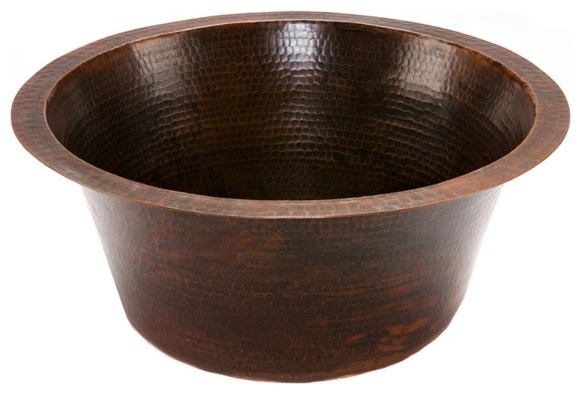 BR16DB2 16'' Round 17 Gauge Hammered Copper Prep Sink