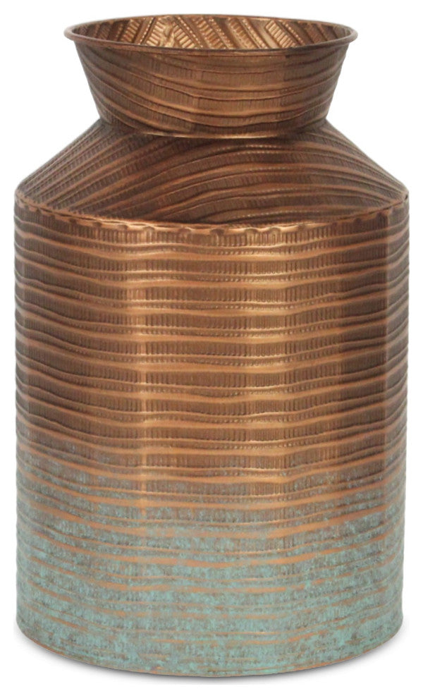 Kyani Copper and Rustic Teal Milk Jug Vase Decor - Large