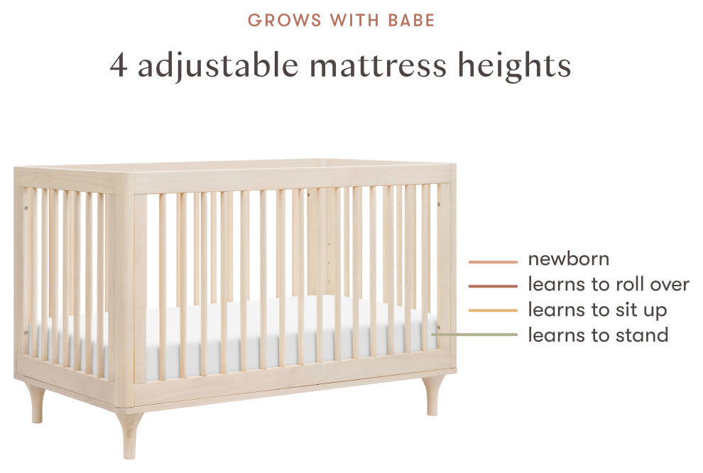 Lolly 3-in-1 Convertible Crib With Toddler Bed Conversion Kit, Washed Natural