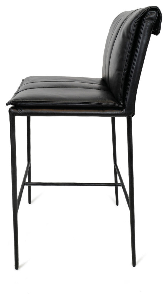 Bentley Black Leather Bar Stool