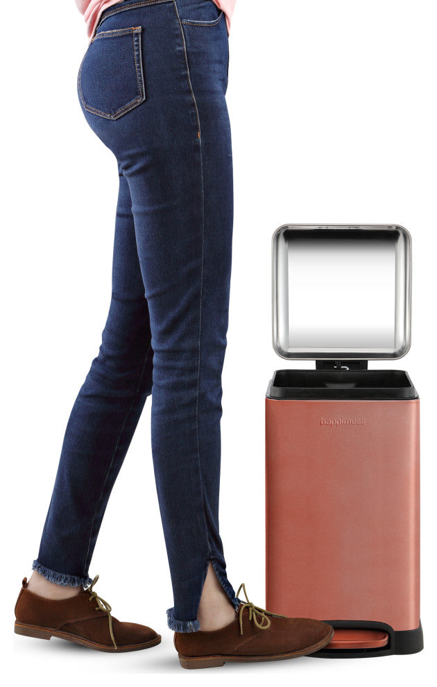 Betty Retro Mini 3.2-Gallon Step-Open Trash Can, Rose Gold