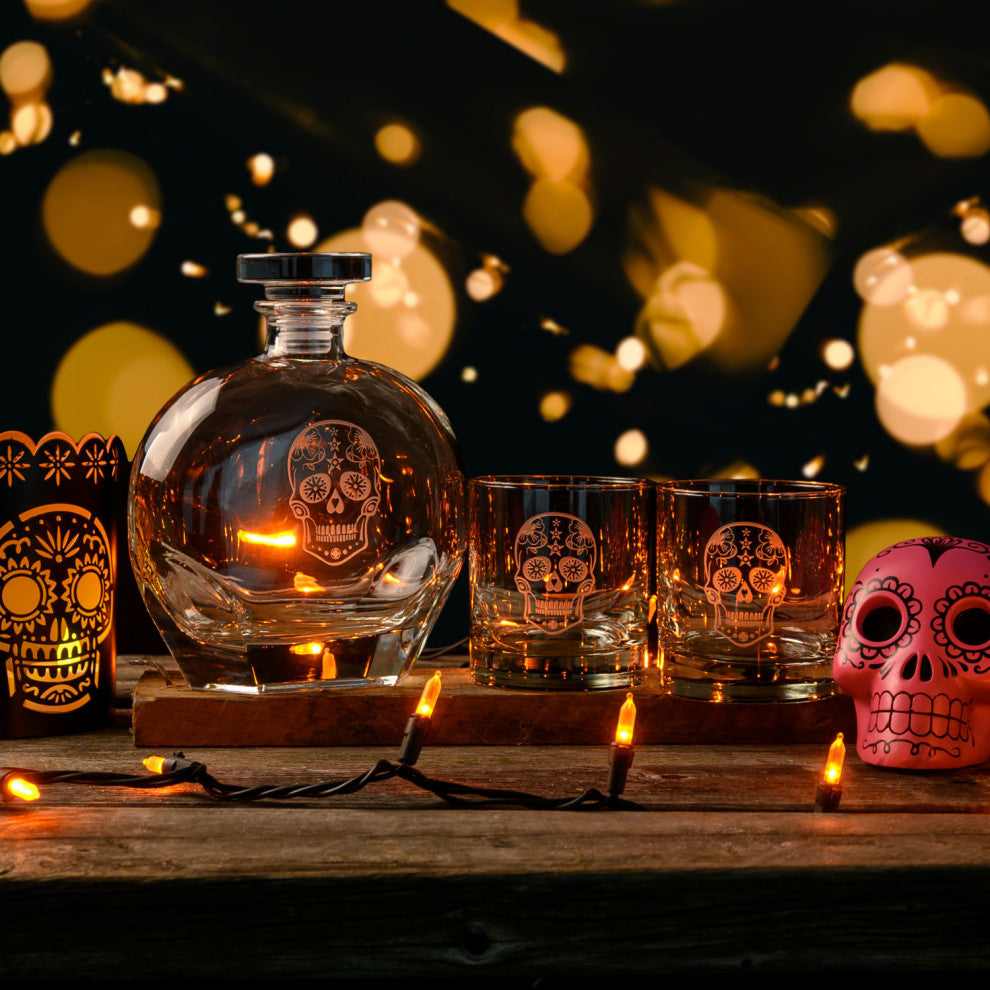 Sugar Skull Whiskey Decanter, 23 oz