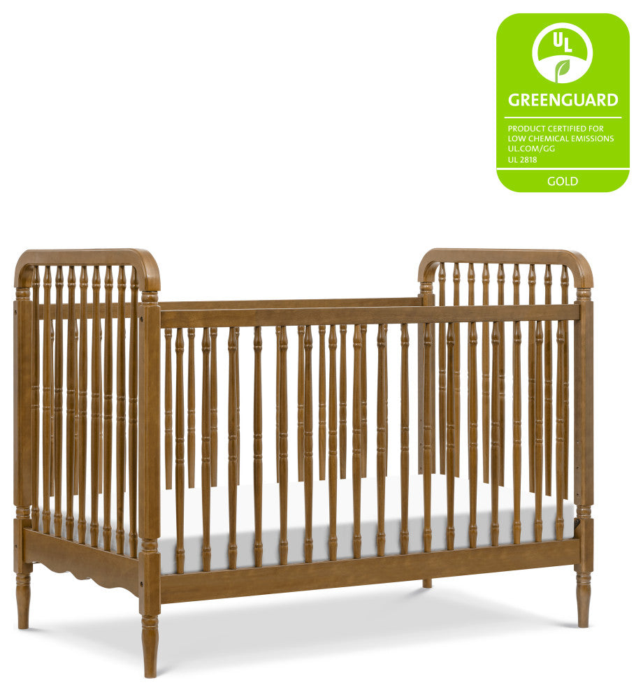 Liberty 3-in-1 Convertible Spindle Crib With Toddler Bed Conversion Kit, Natural Walnut