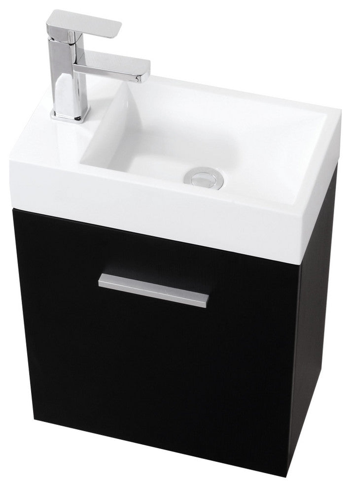 Bliss 18" Wall Mount Bathroom Vanity, Black