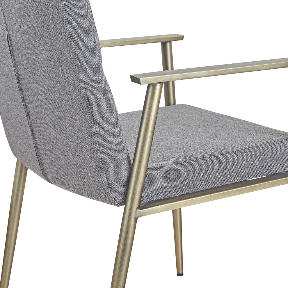 Modrest Sabri Contemporary Grey and Antique Brass Arm Dining Chair