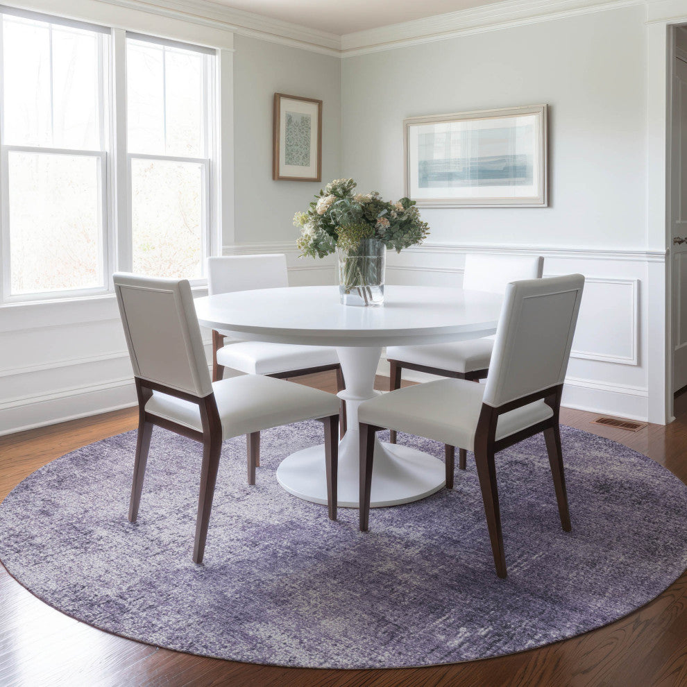Machine Washable Indoor/Outdoor Chantille ACN1903 Violet 8' x 8' Round Rug
