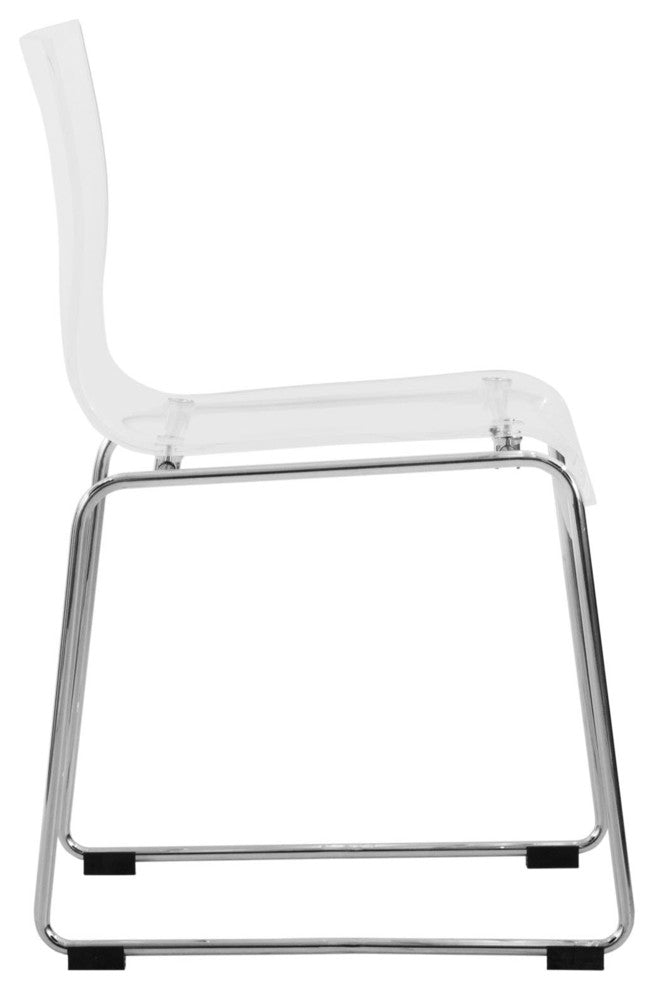 LeisureMod Lima Lucite Acrylic Dining Side Chairs, Set of 2, Clear