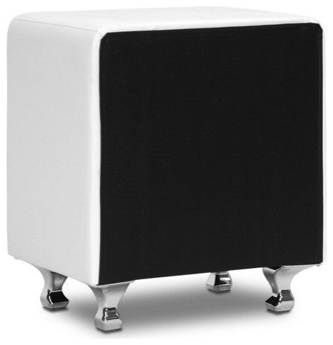 Baxton Studio Stella Crystal Tufted White Upholstered Modern Nightstand