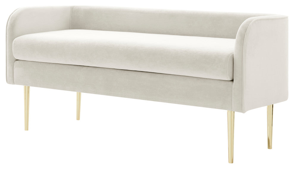 Marsha Velvet Bench, Dainty Cream