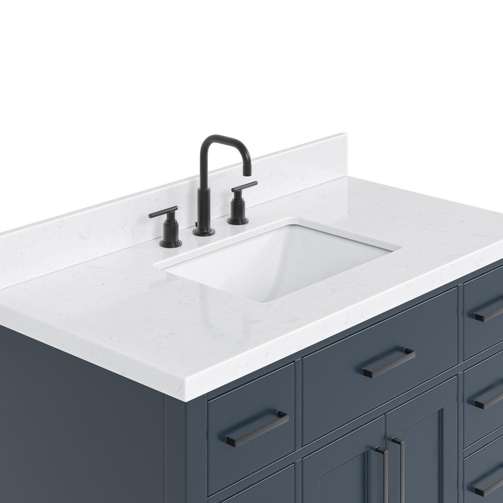Ariel Hepburn 42" Single Rectangle Sink Vanity, Carrara Quartz