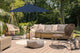 9' Round Push Tilt Market Umbrella, Navy, Black Pole