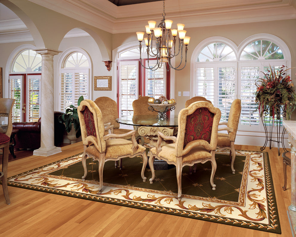 Corinthian 5323 Green Fleur-De-Lis Rug, 2'3"x3'3"