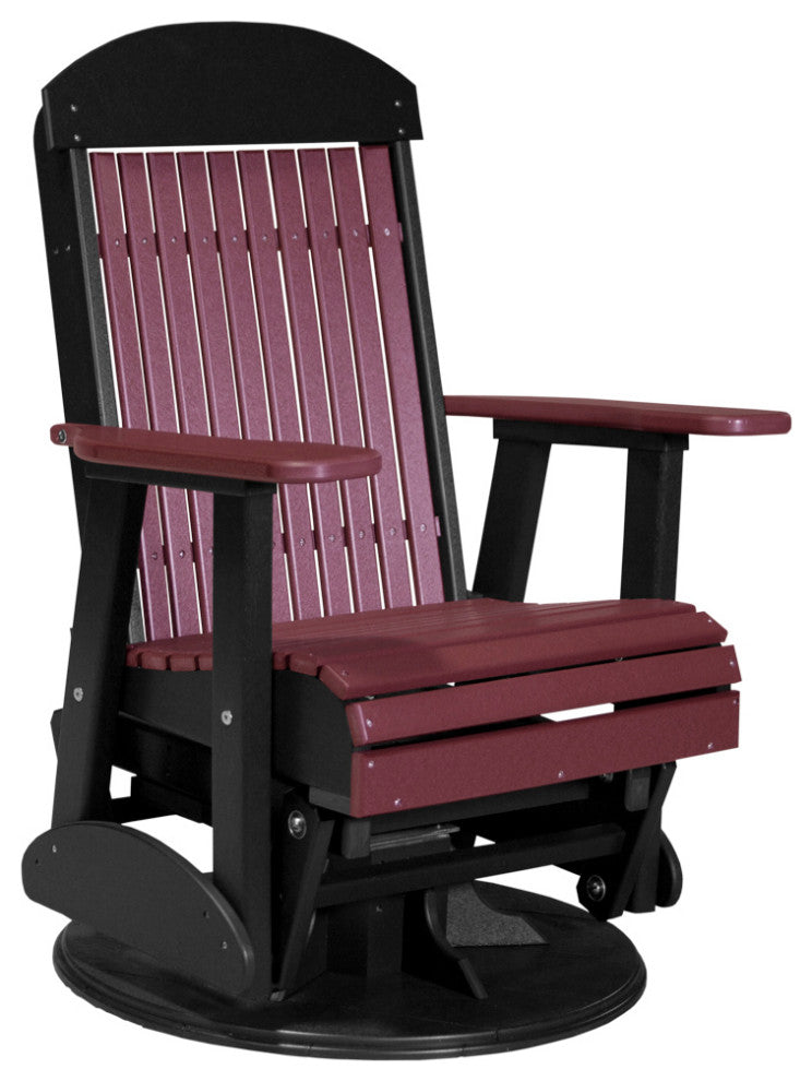 2' Poly Classic Swivel Glider Chair, Cherrywood & Black, 2 Foot