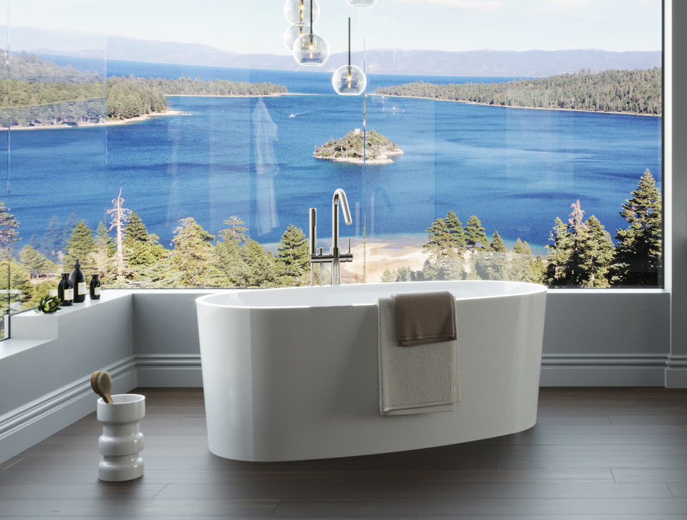 Badeloft UPC Certified Stone Resin, Freestanding Bathtub, Glossy White
