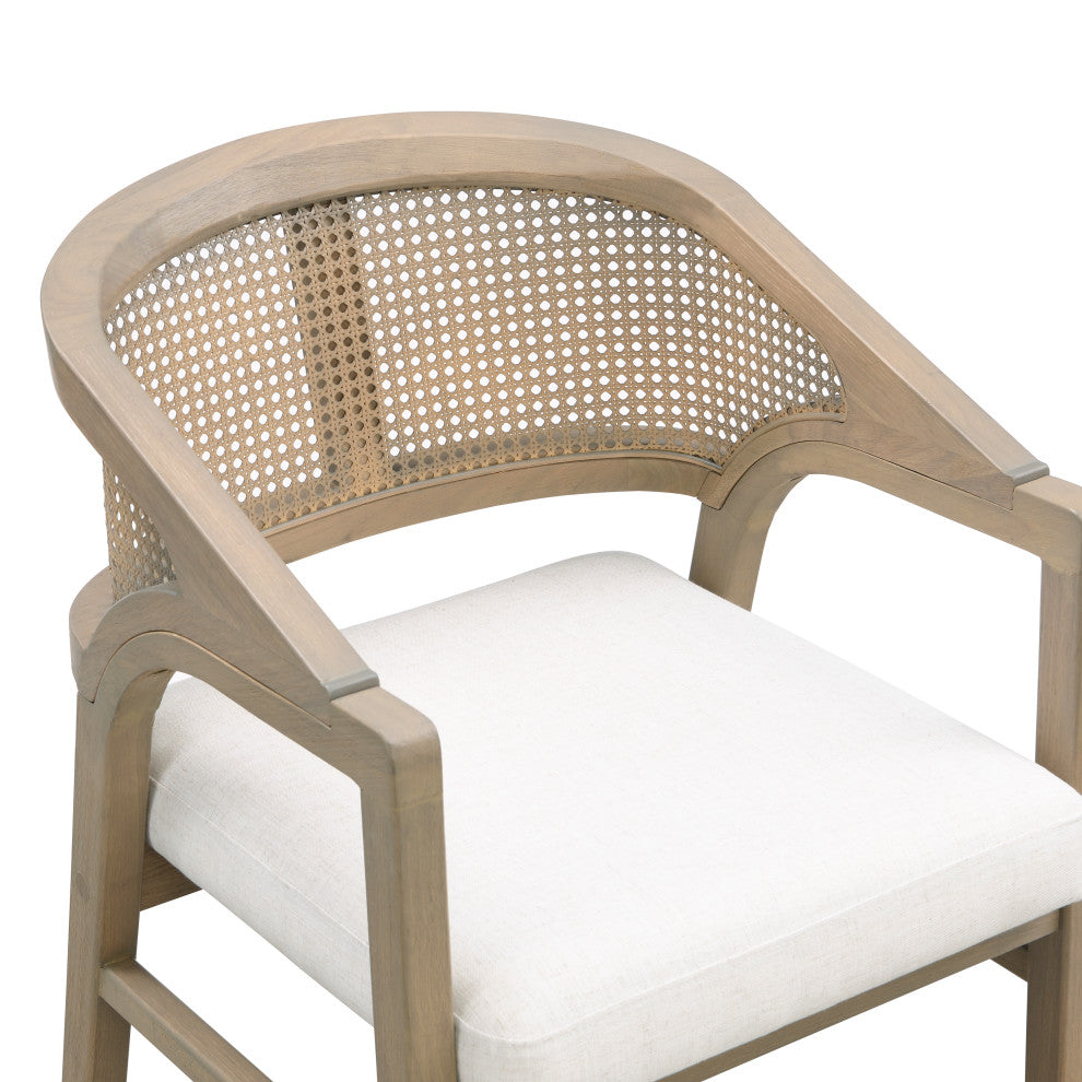 GDF Studio Wooden Frame Dining Chair With Cane Back, Light Ash + Beige, Set of 2