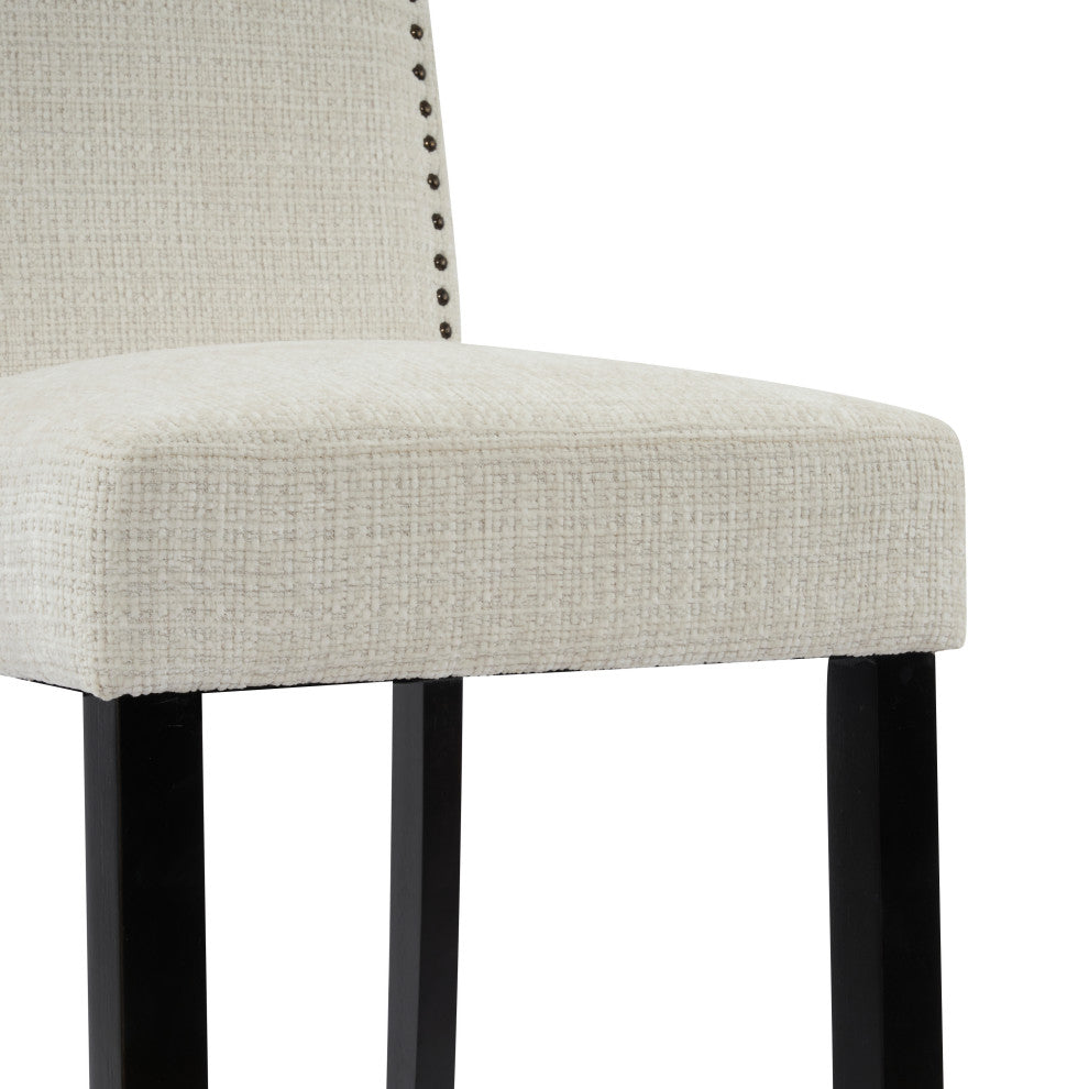Deville 30" Counter Height Upholstered PU Bar Stools, Set of 2, Beige Fabric