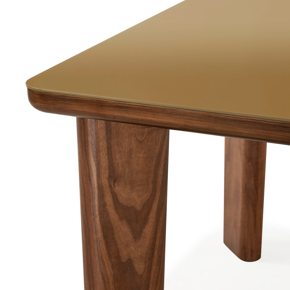 Oani Walnut and Glass Dining Table, Long