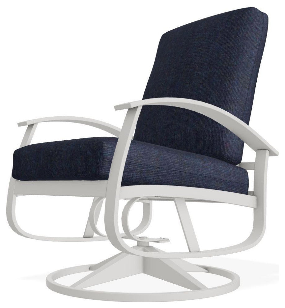 Belle Isle Cushion Outdoor Swivel Rocker, Indigo/Snow