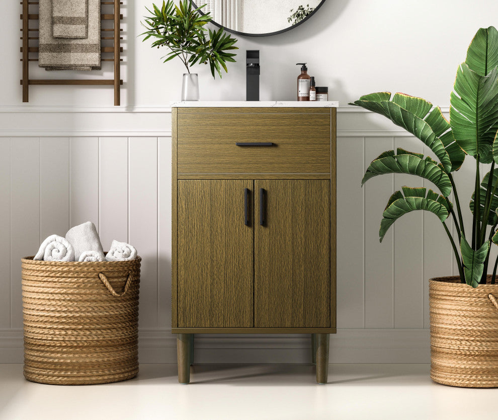 Home Living 20" Single Bathroom Vanity, Chestnut Brown