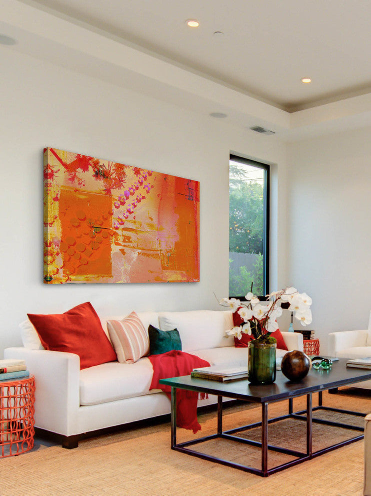 "Orange Glow" Painting Print on Wrapped Canvas, 18"x12"